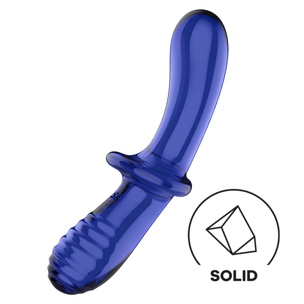 Double Crystal Glass Dildo - Blue