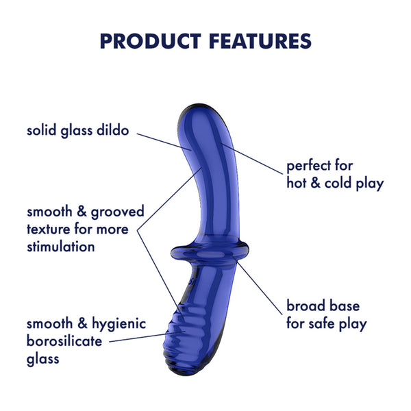 Double Crystal Glass Dildo - Blue