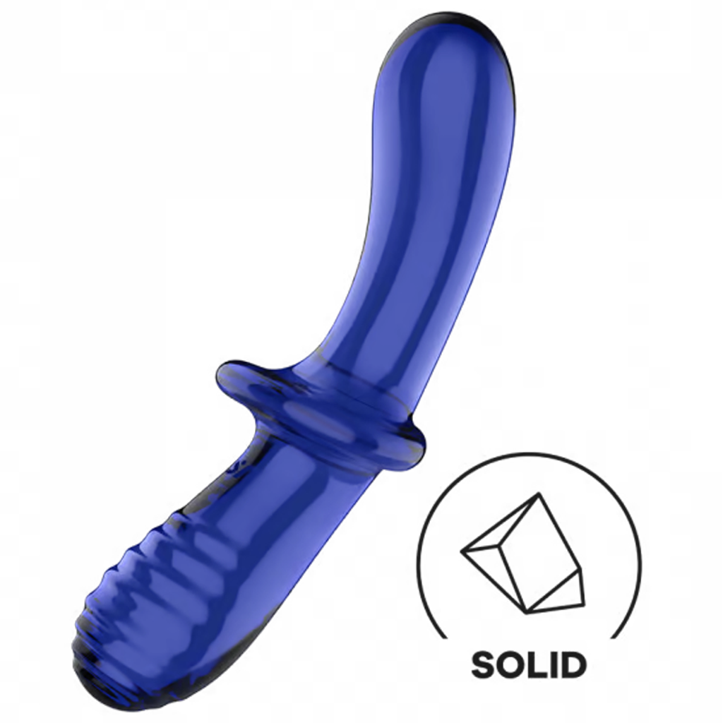 Double Crystal Glass Dildo - Blue