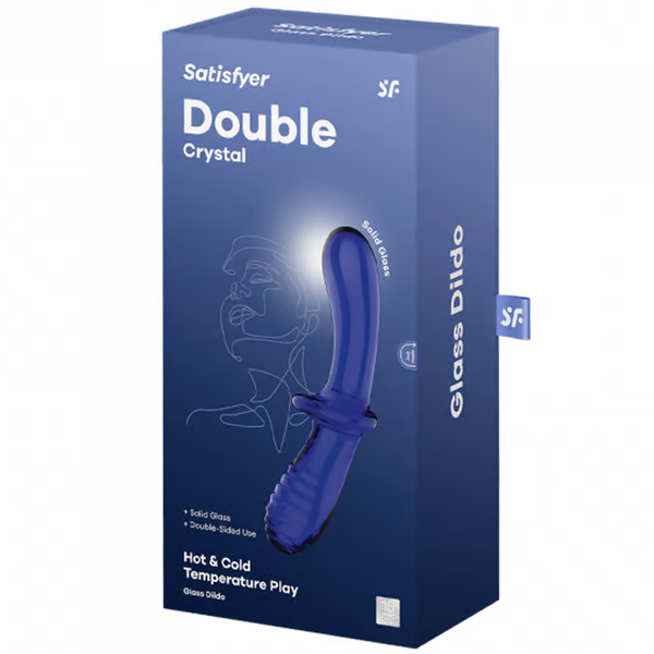 Double Crystal Glass Dildo - Blue