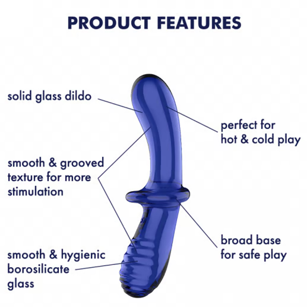 Double Crystal Glass Dildo - Blue